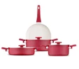 Jumbo Swiss Crystal Red 7 Parça Tencere Seti