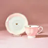 Karaca Piraye Kalp Figürlü Pembe 6 Kişilik Kahve Fincan Takımı 80 ml