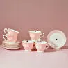 Karaca Piraye Kalp Figürlü Pembe 6 Kişilik Kahve Fincan Takımı 80 ml