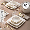 Emsan Başak Fine Bone 60 Parça 12 Kişilik Kare Yemek Takımı Gold
