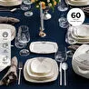 Emsan New Yasemin Porselen 60 Parça 12 Kişilik Yarım Kare Yemek Takımı Platin 