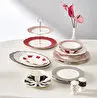 Karaca New Romantic İnce Çizgili Pasta Tabağı 21 cm Kırmızı