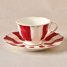 Karaca New Romantic Kalın Çizgili Çay Fincanı 220 ml Kırmızı