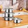 Karaca Power Steel 316+ 3Ply Discovery İndüksiyon Tabanlı 8 Parça Çelik Tencere Seti