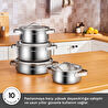 Karaca Power Steel 316+ 3Ply Discovery İndüksiyon Tabanlı 8 Parça Çelik Tencere Seti