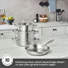 Karaca Power Steel 316+ 3Ply Akita İndüksiyon Tabanlı 7 Parça Çelik Tencere Seti