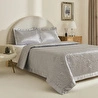 Kaşmir Home Anita Kristal Çift Kişilik Saten Yatak Örtüsü Takımı Gümüş