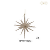 Karaca Home New Year Yılbaşı Glitter Star 3 Adet Ağaç Süsü Seti Gold 15x15x15 cm