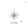 Karaca Home New Year Yılbaşı Glitter Star 3 Adet Ağaç Süsü Seti Silver 15x15x15 cm
