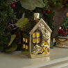 Karaca Home New Year Yılbaşı Gold House Ledli Dekoratif Obje 8,5 x 8,3 x 14,4 cm
