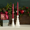 Karaca New Year Yılbaşı Çam Ağacı Şekilli Şamdan Mumluk Beyaz 6,2 x 6,2 x 12,6 cm