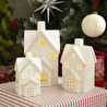 Karaca Home New Year Yılbaşı Ev Şekilli Ledli Dekoratif Obje Beyaz 10,2 x 9,7 x 18 cm