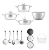 Karaca Karıştır-Pişir-Sakla 18 Parça Karıştırma Kabı ve Servis Gereçli Çelik Çeyiz Tencere Seti