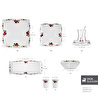 Karaca Square Bone Red Rose Kare 34 Parça 6 Kişilik Kahvaltı Seti