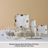 Karaca Square Bone Red Rose Kare 34 Parça 6 Kişilik Kahvaltı Seti