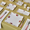Karaca Square Bone Red Rose Kare 34 Parça 6 Kişilik Kahvaltı Seti