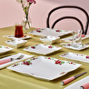 Karaca Square Bone Red Rose Kare 34 Parça 6 Kişilik Kahvaltı Seti