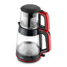 Homend Infinity 1764H Cam Çay Makinesi Siyah Kırmızı