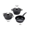 Emsan Stone Alüminyum Döküm Mini 5 Parça Tencere Seti Siyah