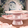 Baci Milano Botanica Çiçek Desenli Melamin Pembe Orta Boy Ayaklı Kek Standı 32,5 cm