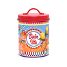 Baci Milano Dolce Vita Limon & Portakal Desenli Kırmızı Mavi Paslanmaz Çelik Vakumlu Silindir Saklama Kutusu Ø 11 cm, H 18 cm