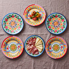 Baci Milano Dolce Far Niente Mavi ve Pembe Renkli Karışık 6 Parça Melamin Servis Tabağı 28 cm