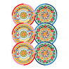 Baci Milano Dolce Far Niente Mavi ve Pembe Renkli Karışık 6 Parça Melamin Servis Tabağı 28 cm