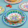 Baci Milano Dolce Far Niente Mavi ve Pembe Renkli Karışık 6 Parça Melamin Çukur Tabak 23 cm