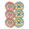 Baci Milano Dolce Far Niente Mavi ve Pembe Renkli Karışık 6 Parça Melamin Pasta Tabağı 21 cm