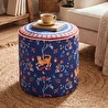 Baci Milano Dolce Far Niente Desenli Mavi Kadife Dokulu Puf Ø 45 cm; H 45 cm