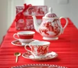 Baci Milano Le Rouge Porselen 2'li Çay Fincanı 9,5 cm x 6,3 cm Kırmızı