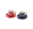 Karaca Marble Pembe Mavi 2 Kişilik Kahve Fincanı Takımı 80 ml