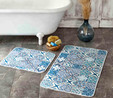 Karaca Home Blue Patch 2 Parça Baskılı Banyo Halısı