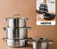 Karaca Powersteel 316+ 3Ply Onyx İndüksiyon Tabanlı Çelik 8 Parça Tencere Seti