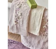 Karaca Home Lucy 3D Nakışlı Offwhite-Lila Aile Seti