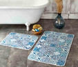 Karaca Home Blue Patch 2 Parça Baskılı Banyo Halısı