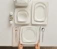 Karaca Square Bone Talia 60 Parça 12 Kişilik Yemek Takımı Platin
