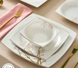 Karaca Square Bone Autumn 60 Parça 12 Kişilik Yemek Takımı Gold