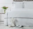 Karaca Home White Collection Valse Saten Percale Çift Kişilik Nevresim Takımı Şeritli Gri 