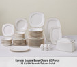 Karaca Square Bone Chiara 60 Parça 12 Kişilik Yemek Takımı Gold