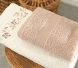 Karaca Home Flora Nakışlı Banyo/Yüz Havlusu Hamam Seti Bej 