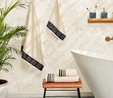 Karaca Home Minka Sonil %100 Pamuk Banyo/Yüz Havlusu Hamam Seti Off White/ Lacivert