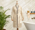 Karaca Home Minka Off White Lacivert Sonil %100 Pamuk Bornoz L/XL