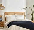Karaca Home  Elisa %100 Pamuk Çift Kişilik Nakışlı Nevresim Pike Set Mavi