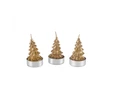 Karaca Home New Year 24 Gold Tree 3'lü Tealight Mum 3,8x3,8x7 Cm