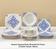Karaca Square Bone Miranda 24 Parça 6 Kişilik Yemek Takımı