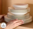 Karaca Fine Pearl Fame 55 Parça 12 Kişilik Yemek Takımı Platin 
