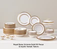 Karaca Royal Bone Victoria 55 Parça 12 Kişilik Yemek Takımı Gold 