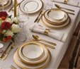 Karaca Royal Bone Charlotte 55 Parça 12 Kişilik Yemek Takımı Gold 
