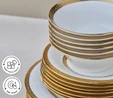 Karaca Royal Bone Charlotte 55 Parça 12 Kişilik Yemek Takımı Gold 